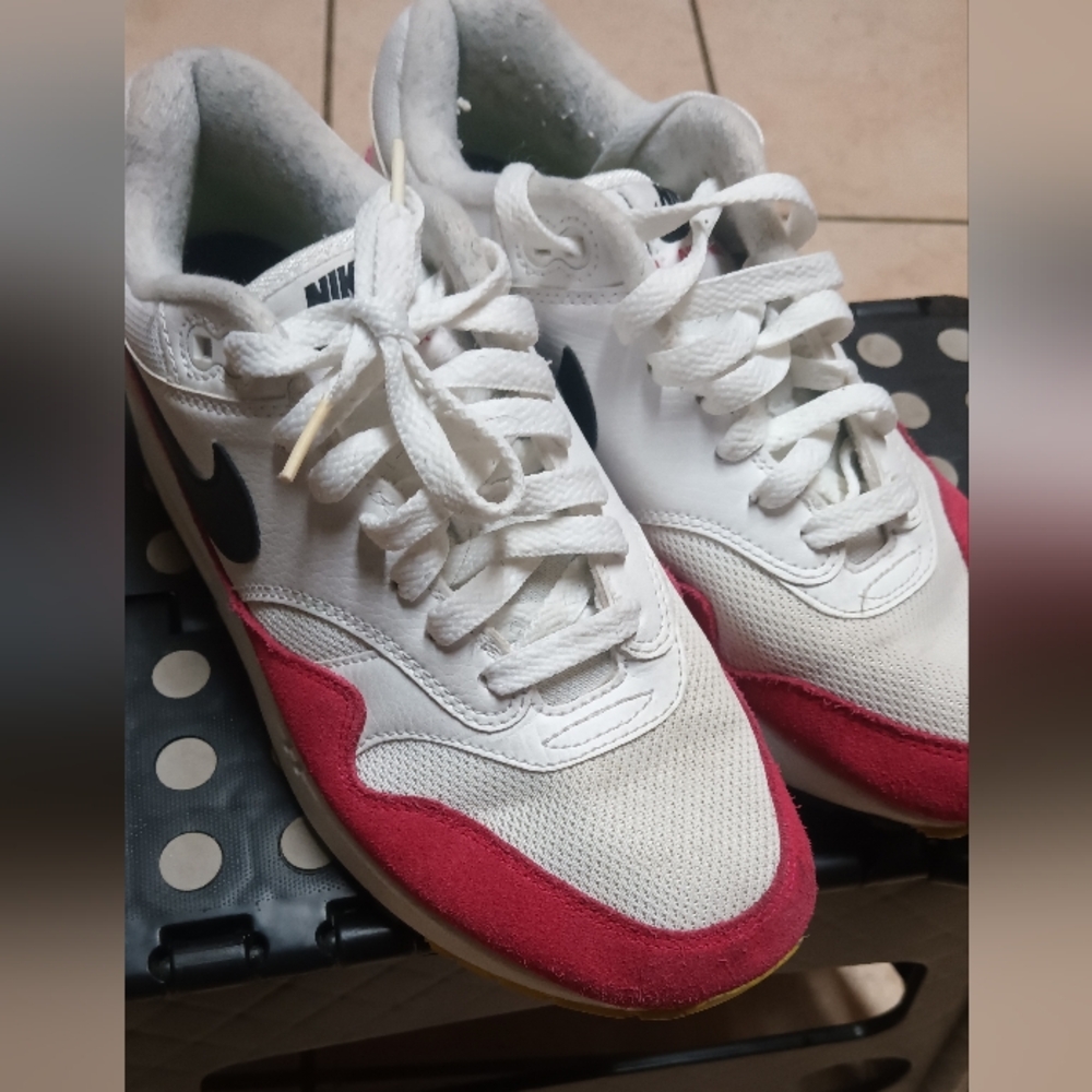 Nike Air Max 1 White Black Volt Rush Pink Mens - Picture 1 of 3